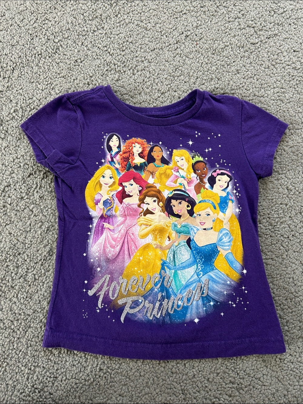Disney Purple Girls' Short Sleeve Princess Tee XS 4yo